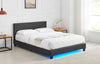 Faux Leather Bed Frame LED Double King Size Bed 4FT6 5FT Black or Off-White