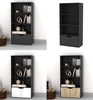 4 Tier Wooden Bookcase Cupboard with Doors Storage Shelving Display Cabinet Unit