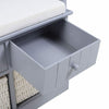 Grey Twin Seater Storage Bench w/ Drawers Wicker Baskets Cushion Wood Cabinet UK