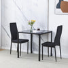 Black Square Dining Table for 2-4 Small Space Glass Tabletop & Metal Legs Modern