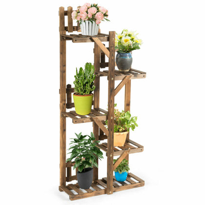 Multi-Layer Wooden Plant Pot Stand Indoor Outdoor Flower Display Shelf Rack