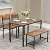 4pcs Dining Table Set 2xChairs 1xDining table 1xBench Breakfast Metal Furniture
