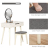 Dressing Table Vanity Set Make Up Desk with Round Mirror & Stool White