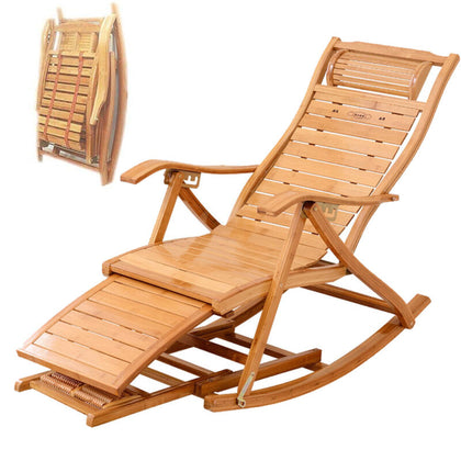 Portable Folding Rocking Chair Relax Sun Lounger Chair Seat w Footrest &Backrest