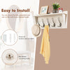 61cm Wall-Mounted Wooden Coat Rack Shelf with 5 Double Hooks & Top Display Shelf