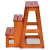 3-Tier Folding Step Stool 3-in-1 Wooden Stepladder Portable Display Flower Shelf