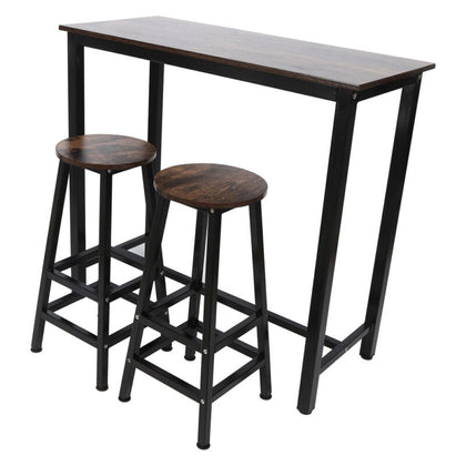 Bistro Dining Table & 2 Chair Stool Set Breakfast Bar Pub Kitchen Home Furniture