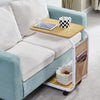 C Shaped Side Table with Wheels for Living Room Mobile Sofa Side End Tables