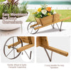 Wooden Wagon Planter Stand Garden Patio Wheelbarrow Flower Cart Decoration