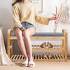 Bamboo Slatted Shoe Rack Storage Shoe Bench With Seat With Shelves Shoes Cabinet