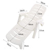 White Plastic Sunlounger Folding Garden Recliner Reclining Deck Chair Waterproof