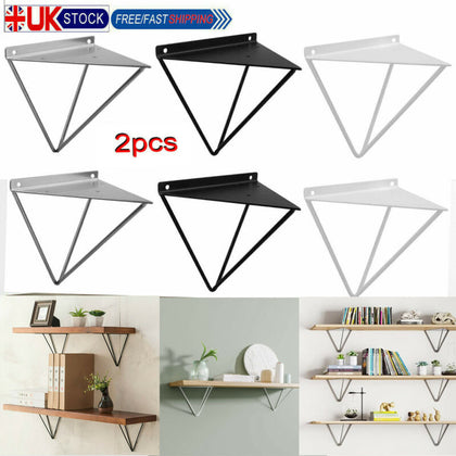 UK Durable Hairpin Industrial Wall Shelf Support Bracket Metal Prism Mount 2Pcs
