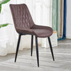 2pcs Home Office Faux Leather Brown Dining Chair Kitchen Chairs Upholstered Seat