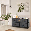 Chest of Drawers 5 Fabric Drawers Metal Frame Bedroom Storage Cabinet Dark Grey