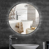 Large Round Wall Mounted Mirror Bathroom Bedroom Makeup Mirror Black Metal Frame
