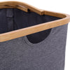 Fabric Basket With Bamboo Wood Handle Blanket Toys Storage Box Carrier Organizer