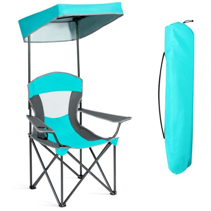 Outdoor Canopy Chair Sunshade Folding Chairs w/Cup Holder & Carrying Bag