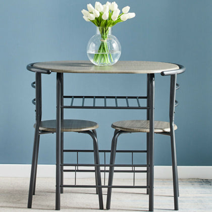 3 Pieces Bar Table Dining Kitchen Table Chair Dining Room Sets w/ Storage Shelf