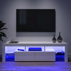 Modern TV Stand White High Gloss Cabinet Entertainment LED Lights Living Room