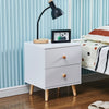 Nightstand 2White Drawers Storage Wood Bedside Cabinet Small Side Table Bedroom