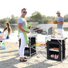 2 IN1 Folding Table Camping Kitchen Storage Aluminum Stand Table Cooking BBQ