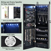 LED Lights Jewelry Cabinet Lockable Wall/Door Mounted Jewelry Armoire W/ Mirror