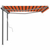 Manual Retractable Awning with Posts 4.5x3 m Orange and Brown W7N8