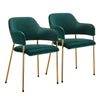 2*Green Velvet Dining Chairs Golden Leg Armchairs Kitchen Restaurant Cafe Chairs