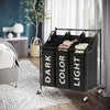 Laundry Basket Sorter Cart Hamper Rolling Clothes Bin Trolley on Wheels 3 Bag