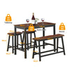4PCS Dining Table & Chair Set Kitchen Furniture W/ Counter Table Bench & Stools