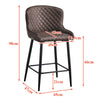2 Pcs Breakfast Stool Bar Stools Brown Grey Faux Leather Dining Room Metal Legs