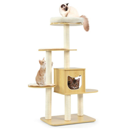 143 cm Cat Tree 4 Levels Cat Tower Kitten Activity Center w/ Scratching Posts