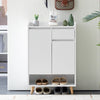 Wood Shoe Cabinet Rack Storage 2 Door 1 Drawer Cupboard 4 Shelf Furniture