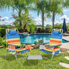 3 PCS Beach Chair and Table Set Outdoor Reclining Chairs Roll Up Camping Table