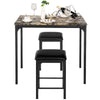 3PCS High Table & Chair Set Bar Kitchen Dining Breakfast Furniture Padded Stools