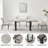 Modern Extendable MDF Wooden Dining Table PU Leather Chair Set For 6-8 Metal Leg