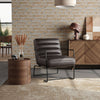 Distressed Faux Leather Armchair Vintage Grey Lounge Chair Sofa Iron Frame Seat