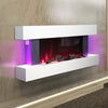 Modern Wall Mounted Electric Fire Flames LED 52" White Fireplace Suite Surround