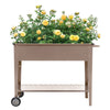Garden Flowers Grow Trough Box Rolling Metal Raised Bed Herb Planter Lower Shelf
