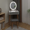 Dressing Table Vanity Set with LED Light Mirror Stool Drawer Make up Grey