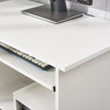 Office Computer Table Wood Desk Keyboard Tray Shelf Corner White Study Home