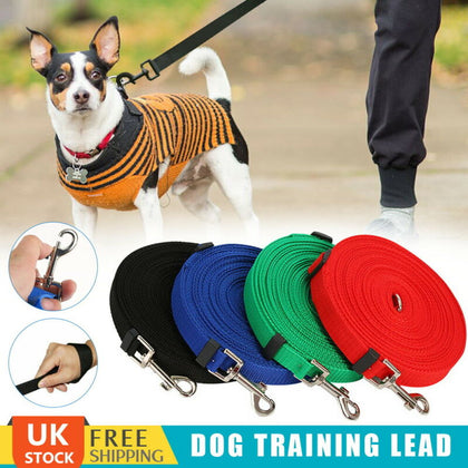 3/10/15/20M Dog Training Lead Pet Puppy Leash Collar Harness Long Strong Rope