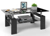 Rectangle Glass Coffee Table With Storage Shelf Modern Living Room Furniture