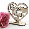Personalised Mothers Day Gift for Mum Wooden Heart Plaque Freestanding Oak Gift