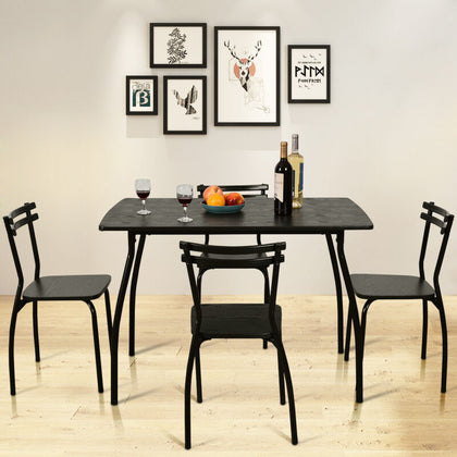 5-Piece Modern Dining Set Home Kitchen Table & 4 Chairs Set Steel Frame