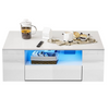 High Gloss LED Coffee Table With Storage 2 Drawers Wooden Living Room Furniture