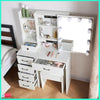Dressing Table With Led Mirror, Drawers Vanity Table Makeup Desk Stool Set White