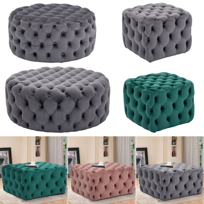 Square/Round Coffee Table Chesterfield Footstool Pouffe Upholstered Bench Seats