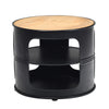 Round Coffee Table Metal Frame Cocktail Table Snack Tea Desk w/Storage Shelves