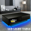 High Gloss Coffee Table Wood Drawer Storage Modern LED Light Black Cabinet MDF